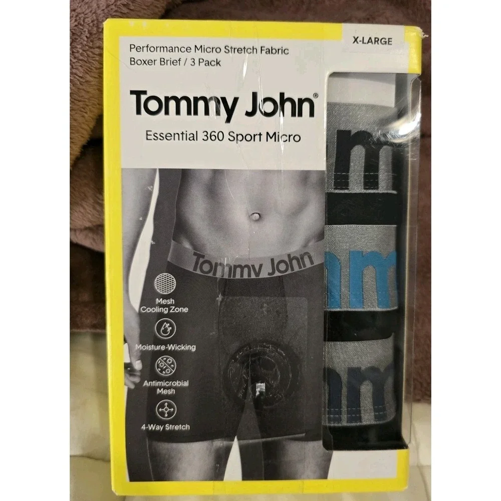 Tommy John Essential 360 Sport Micro Boxer Briefs 3 Pack Large Black Gray